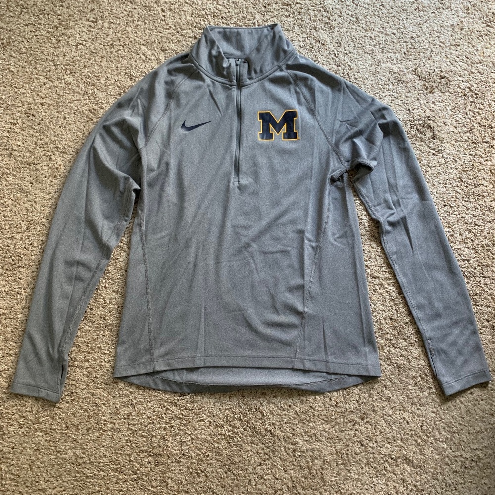 Nike Michigan Women's Gray Dri-FIT 1/2 Zip Pullover